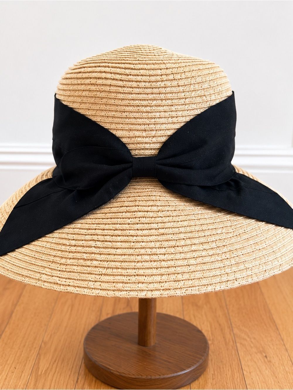 Parkhurst Wide Brim Sun Hat | NWT | Cream with Black Ribbon Bow - Picture 2 of 5